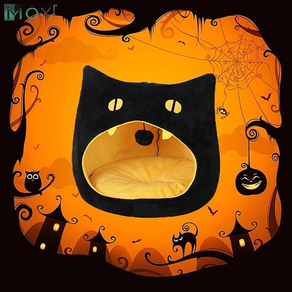 Soft Warm Cat Bed Cat Shape Design Pet House Cat Kennel  Cozy Bed For Small Dog Kitten Basket For Halloween Decor