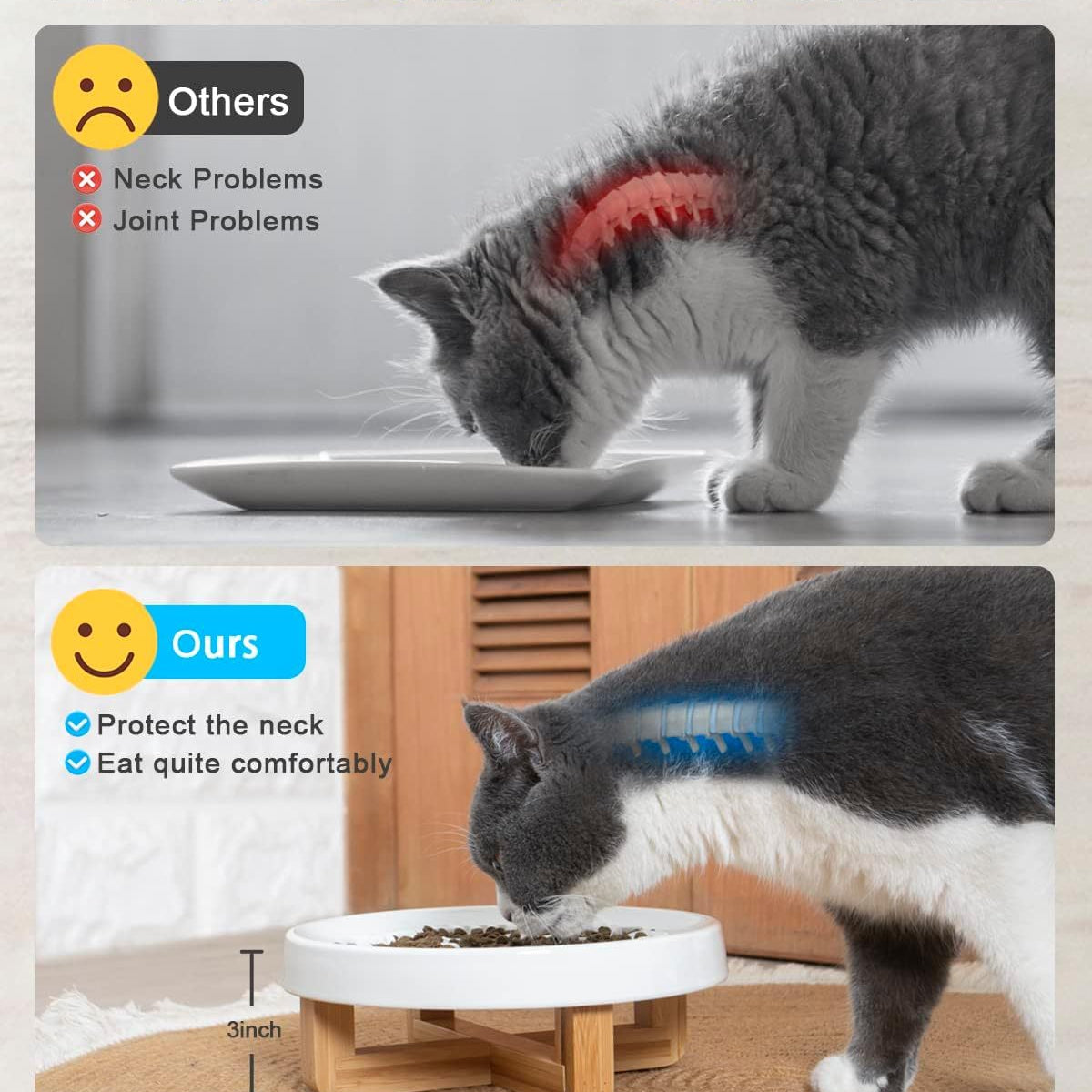 Ceramic Pet Feeder, Slow Feed Cat Bowls For Healthy Eating For Cats And Small Dogs