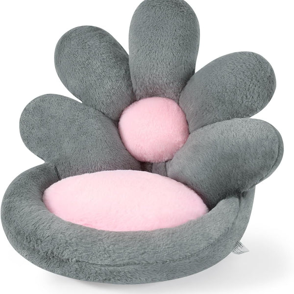 Round Nesting Cat Scratching Board Pet Nest Mat Flower Shape Seat Cushion Comfy Kawaii Gaming Chair Cushions 19 Inch Lazy Sofa Office Floor Pillow Cute Stuff For Gamer Bedroom Decor Grey