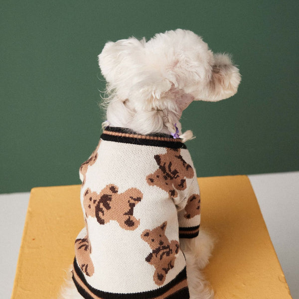 Dog Cat Sweater Preppy Style V-neck Striped Vest Pet Puppy Winter Warm Clothes Apparel For Dogs Cats