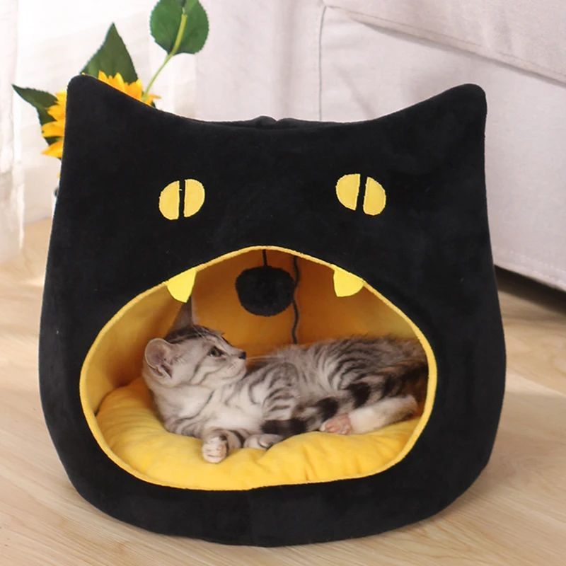 Soft Warm Cat Bed Cat Shape Design Pet House Cat Kennel  Cozy Bed For Small Dog Kitten Basket For Halloween Decor